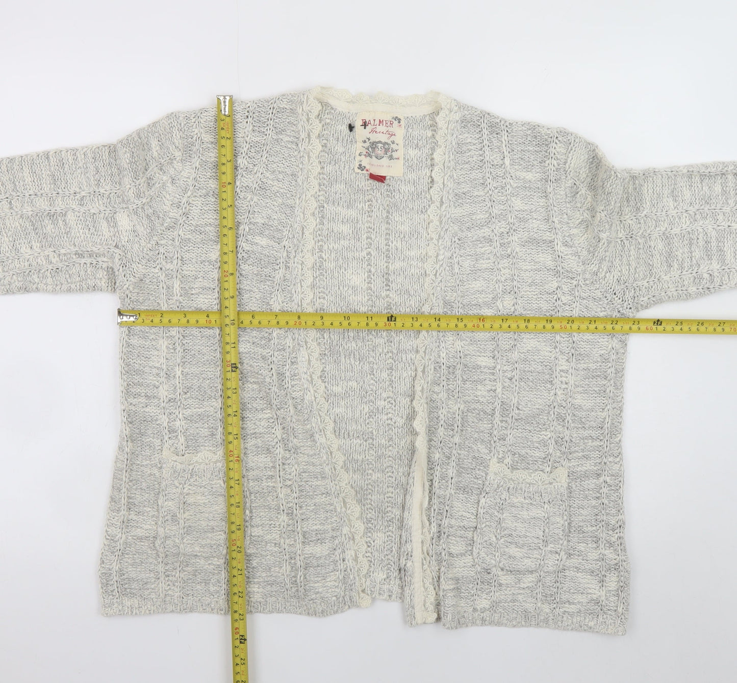 Palmer Heritage Womens Grey Size 16 Cable Knit Cardigan