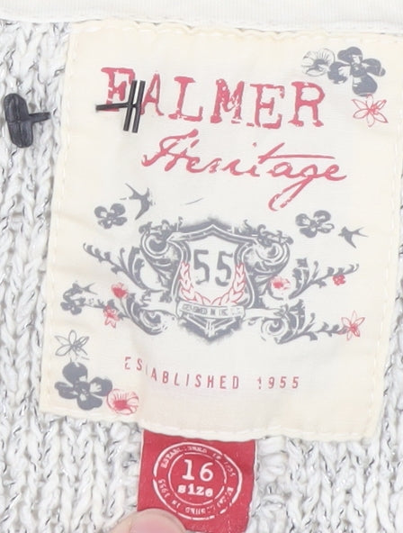 Palmer Heritage Womens Grey Size 16 Cable Knit Cardigan