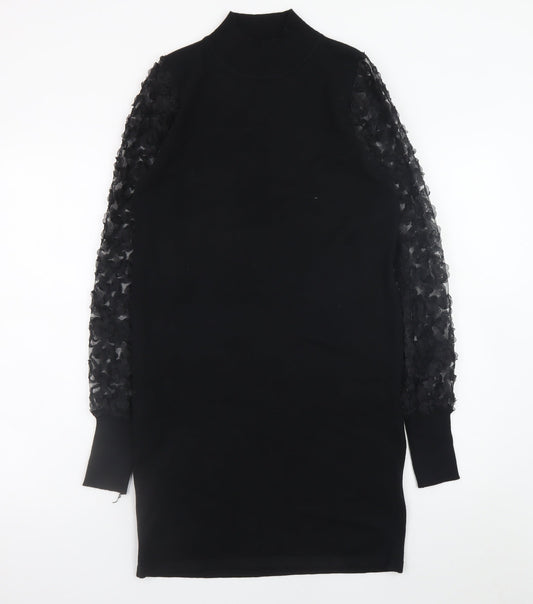 Mela London Women’s Black High Neck Knit Bodycon Dress Size S