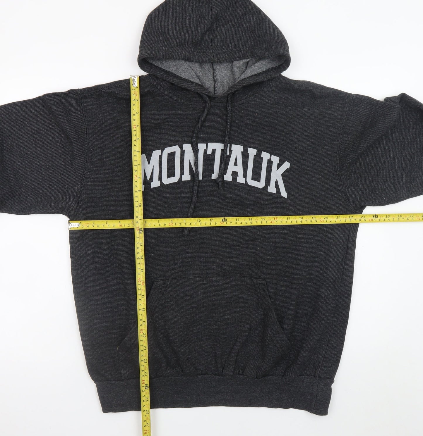 MV Sport Men's Black L Pullover Hoodie Montauk Graphic Fleece Sweatshirt