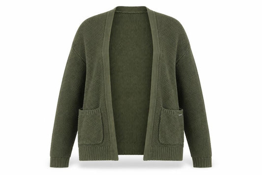 Hollister Women's Green Chunky-Knit Open Cardigan Size S