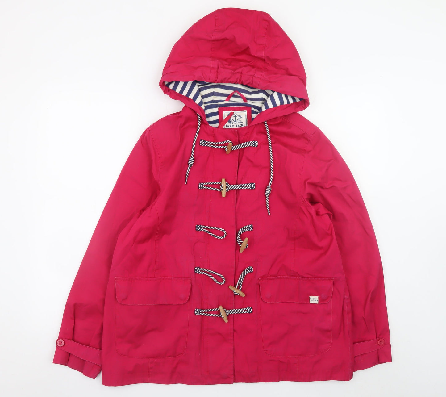 Lazy Jacks Womens Pink Hooded Toggle Duffle Jacket L