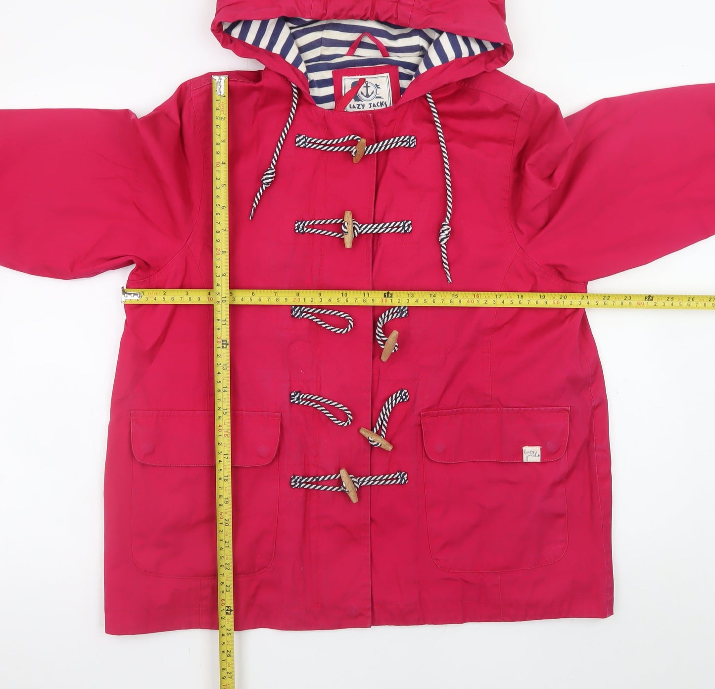 Lazy Jacks Womens Pink Hooded Toggle Duffle Jacket L