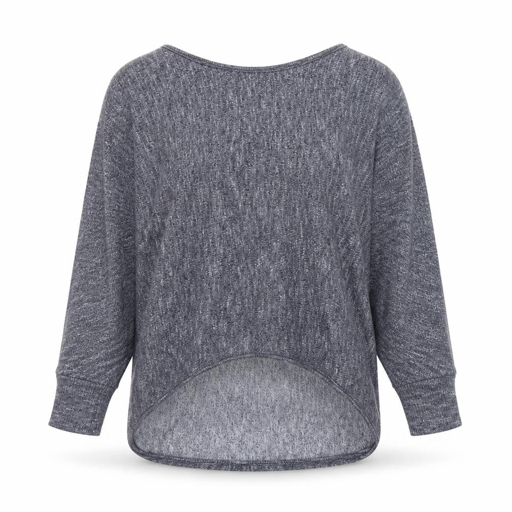 Apricot Women Grey Knit Relaxed Long Sleeve Pullover Top M