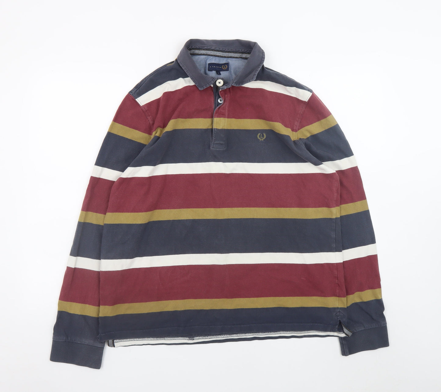 Lincoln Men's Multicoloured Striped Long Sleeve Button-Up Shirt L