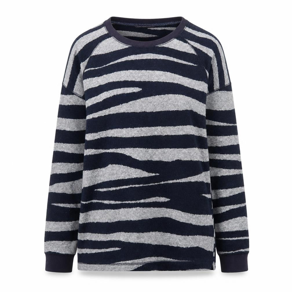 Marks & Spencer Womens Grey Zebra Print Crew Neck Pullover Jumper UK 12