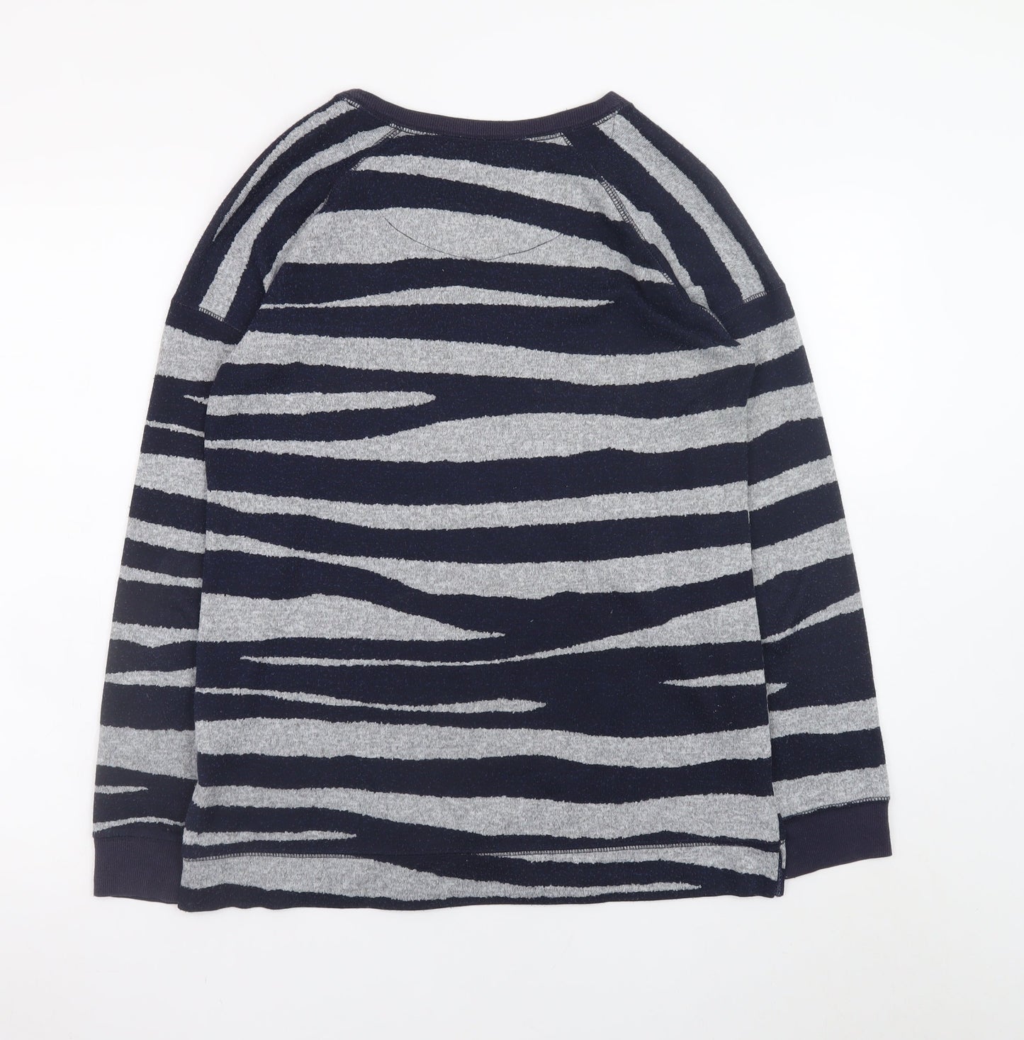 Marks and Spencer Womens Grey Zebra Print Crew Neck Pullover Jumper UK 12
