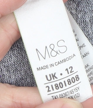 Marks and Spencer Womens Grey Zebra Print Crew Neck Pullover Jumper UK 12