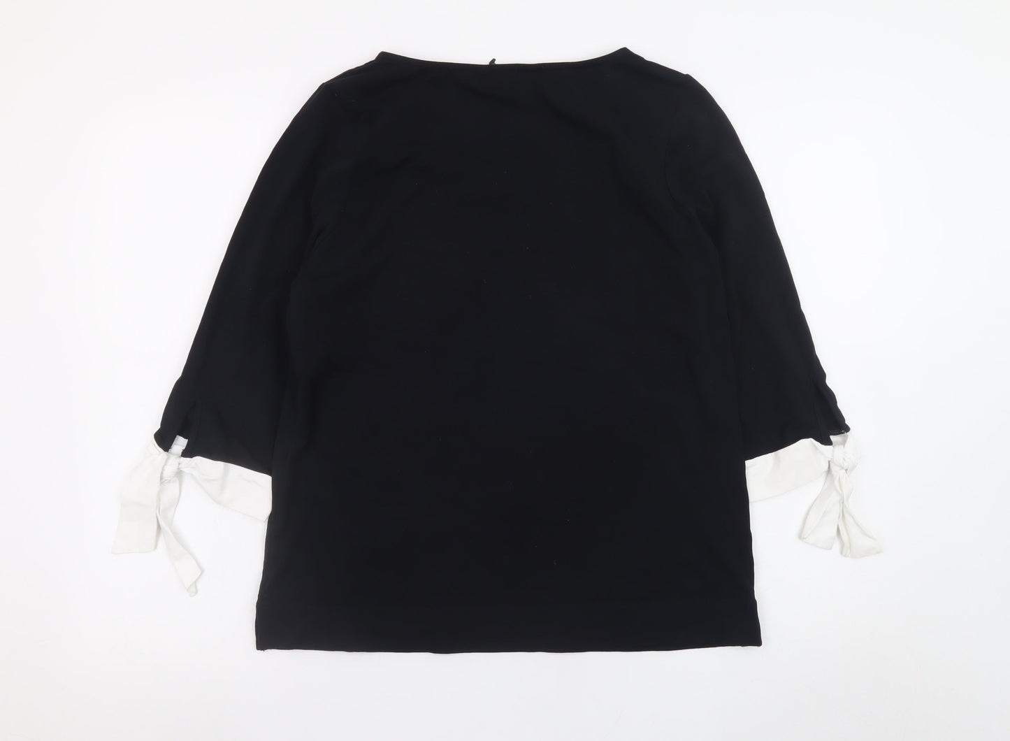 Laura Ashley Women’s Black Tunic Blouse Size 12 Bow Sleeve