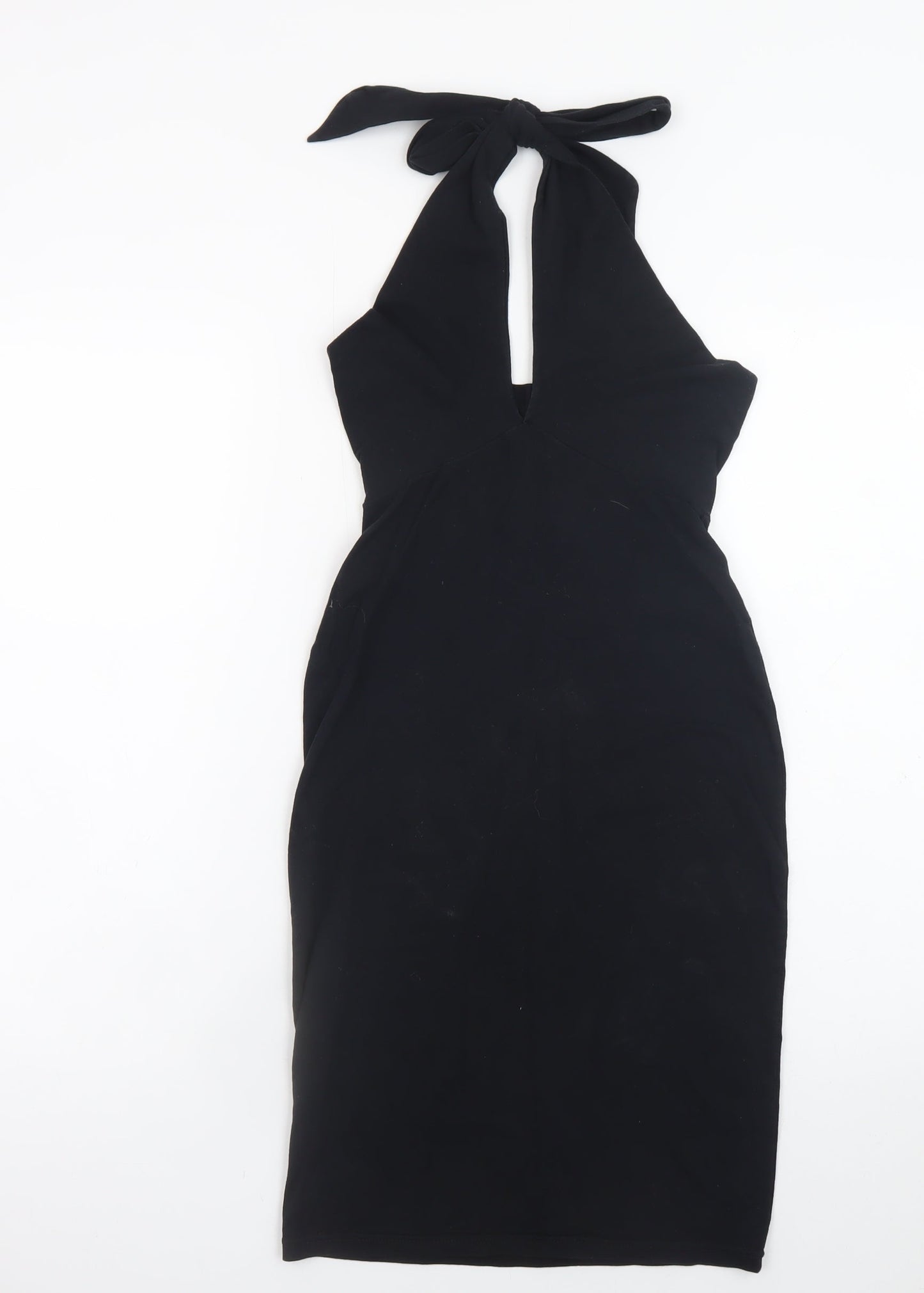 American Apparel Women Black Halter Bodycon Dress Size S
