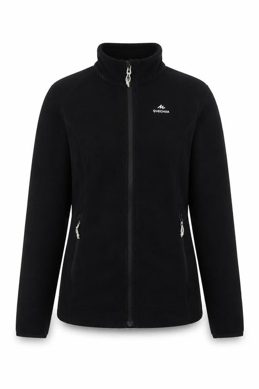 Quechua Men's Black Fleece Full Zip Hiking Jacket Size M