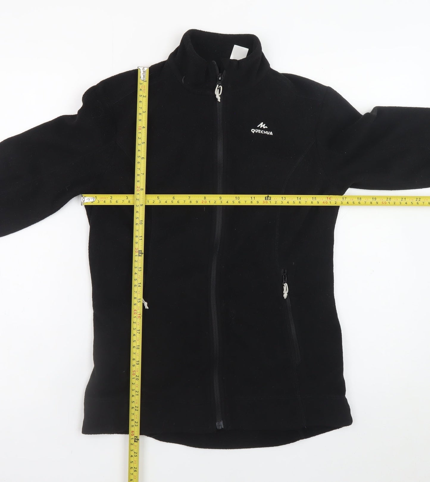 Quechua Men's Black Fleece Full Zip Hiking Jacket Size M