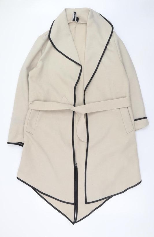 Izabel London Women’s Beige Long Belted Coat Size 8/10
