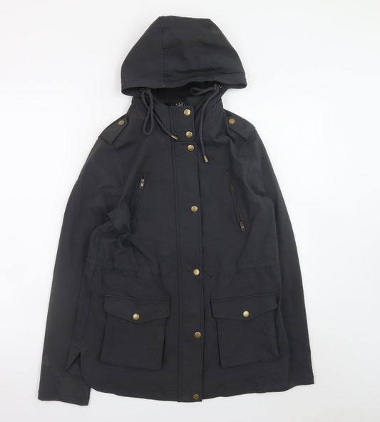 Eden Society Womens Black Hooded Parka Jacket Size M