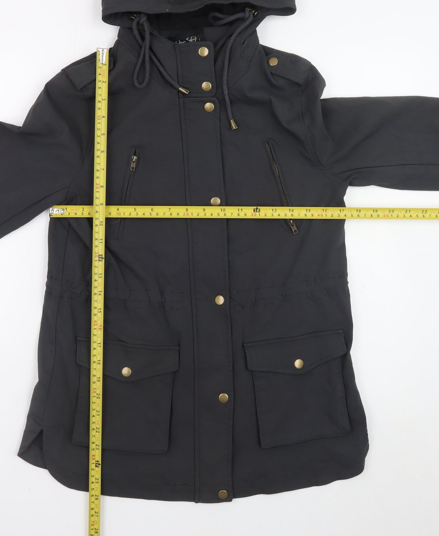 Eden Society Womens Black Hooded Parka Jacket Size M