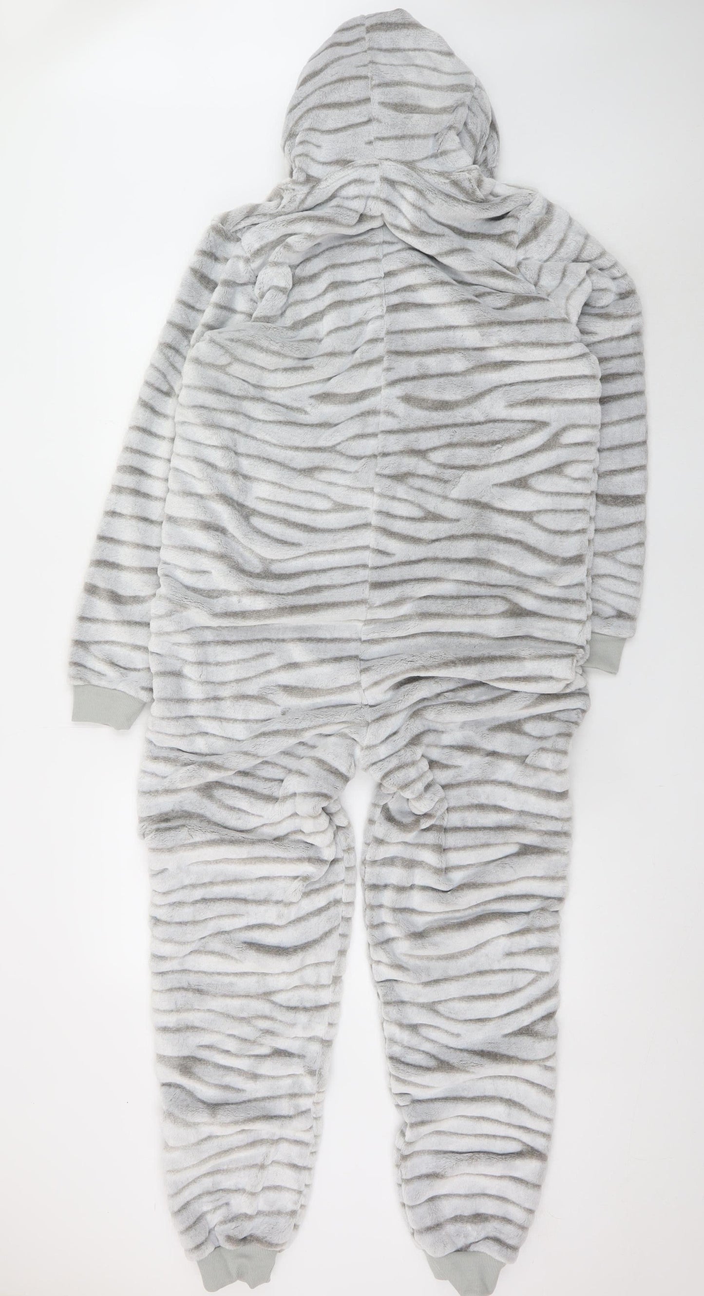 Dunelm Women Grey Fleece Animal Print Hooded Onesie S