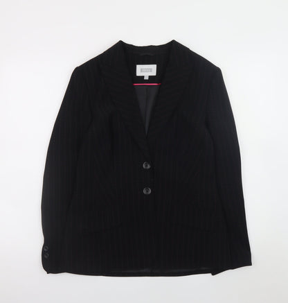 Next Women Black Pinstripe Two-Button Blazer Size 12