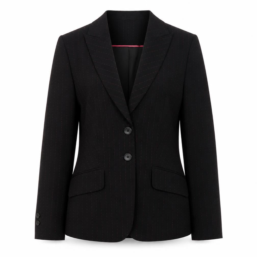 Next Women Black Pinstripe Two-Button Blazer Size 12