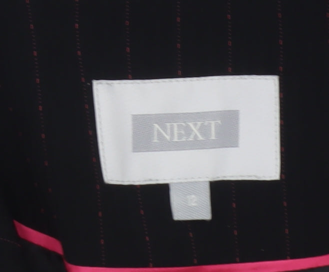 Next Women Black Pinstripe Two-Button Blazer Size 12