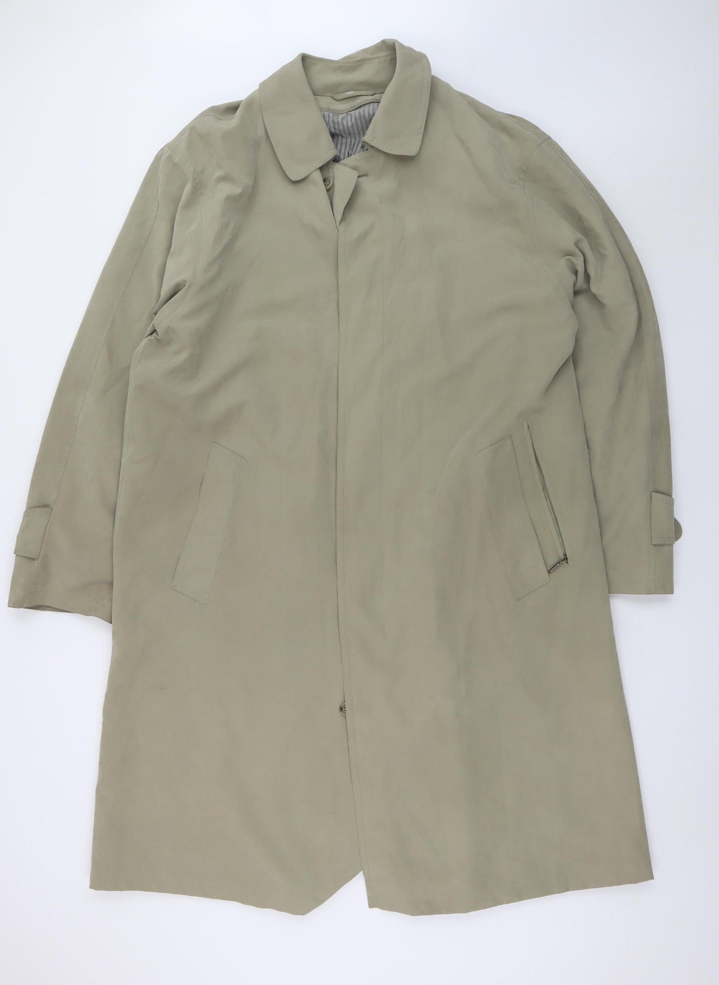 Bugatti Men's Beige Long Trench Coat Size 42 Regular Polyester Blend