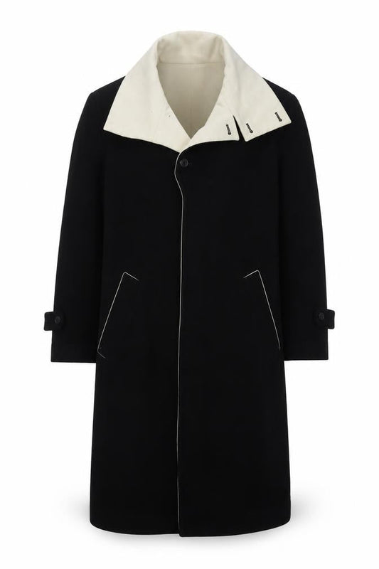 CY Choi Uomo Women's Black Wool Cashmere Long Overcoat Size 48