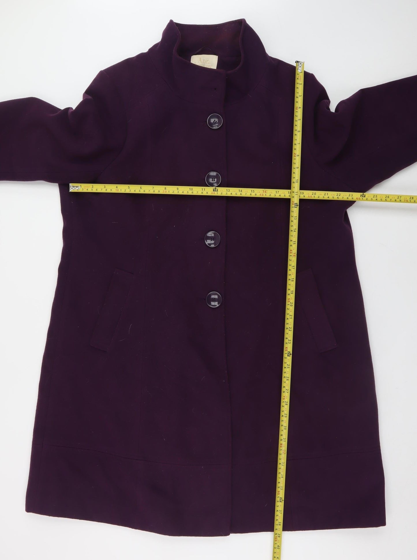 Ann Harvey Women's Purple Long Overcoat Size 20 Polyester Blend