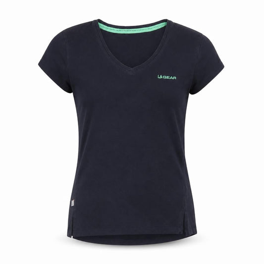 LA Gear Womens Black V-Neck Slim Fit Cotton T-Shirt Size 12