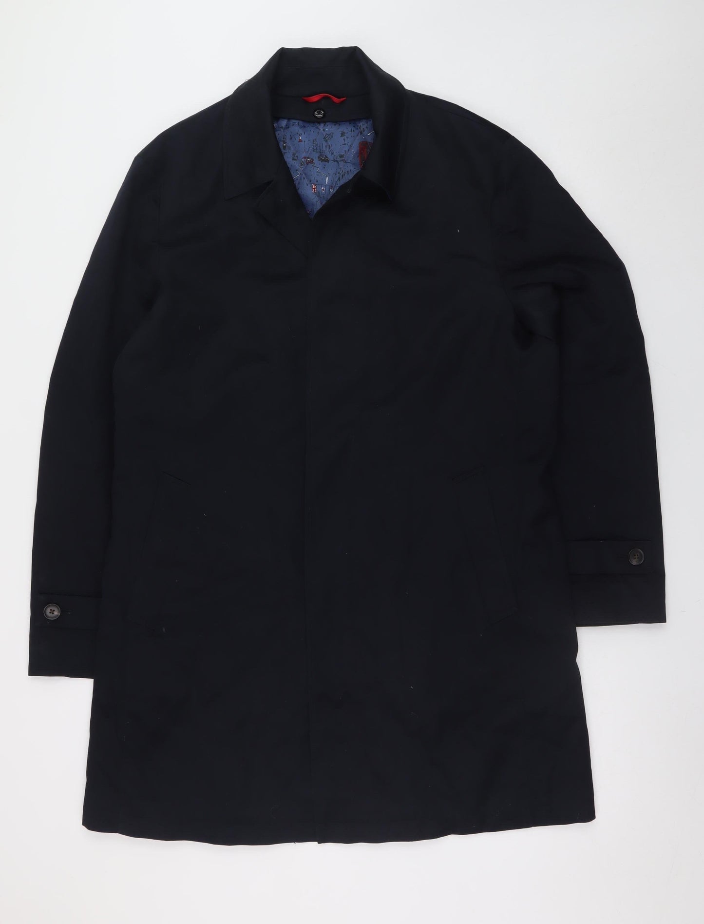 T.M. Lewin Men's Black Cotton Mid-Length Coat 40R