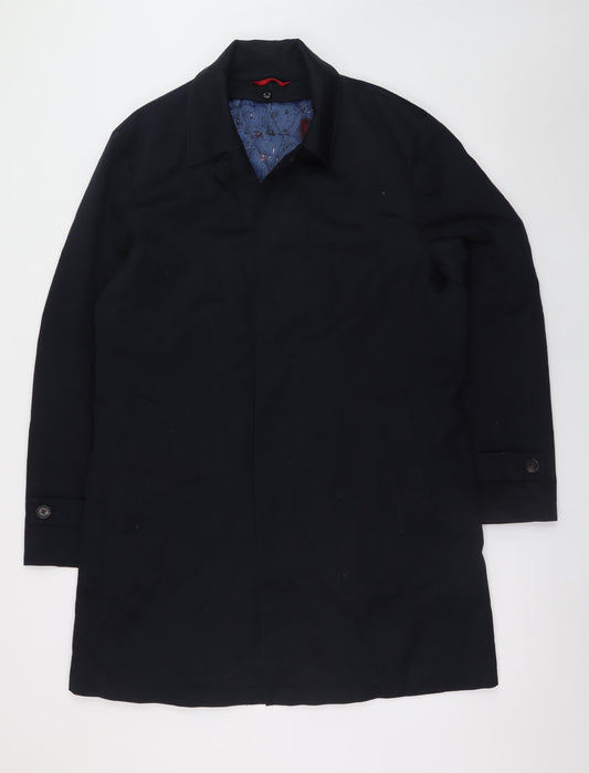 T.M. Lewin Men's Black Cotton Mid-Length Coat 40R