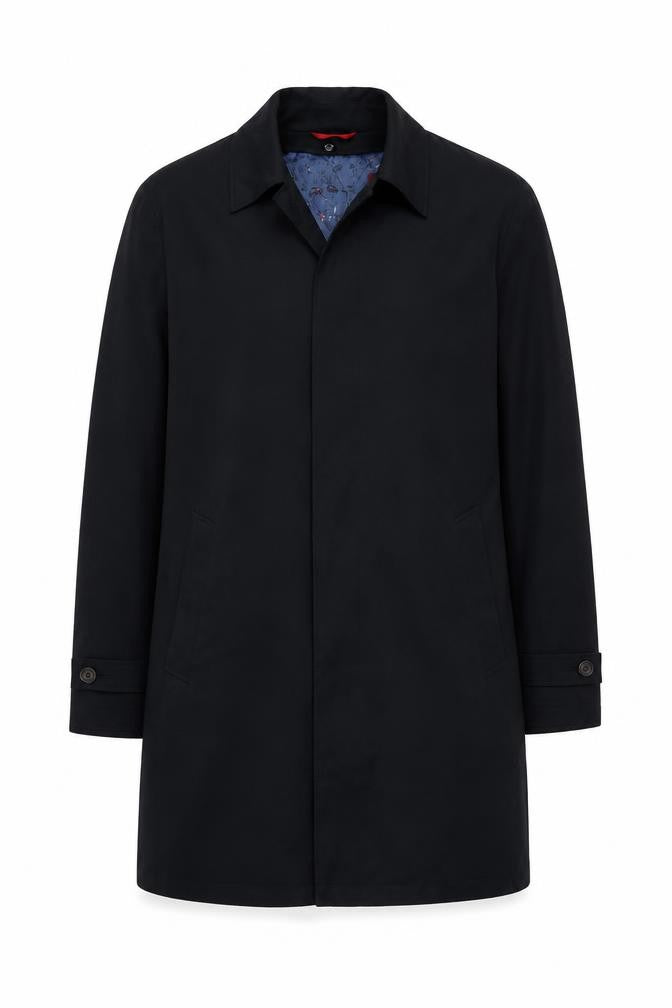 T.M. Lewin Men's Black Cotton Mid-Length Coat 40R