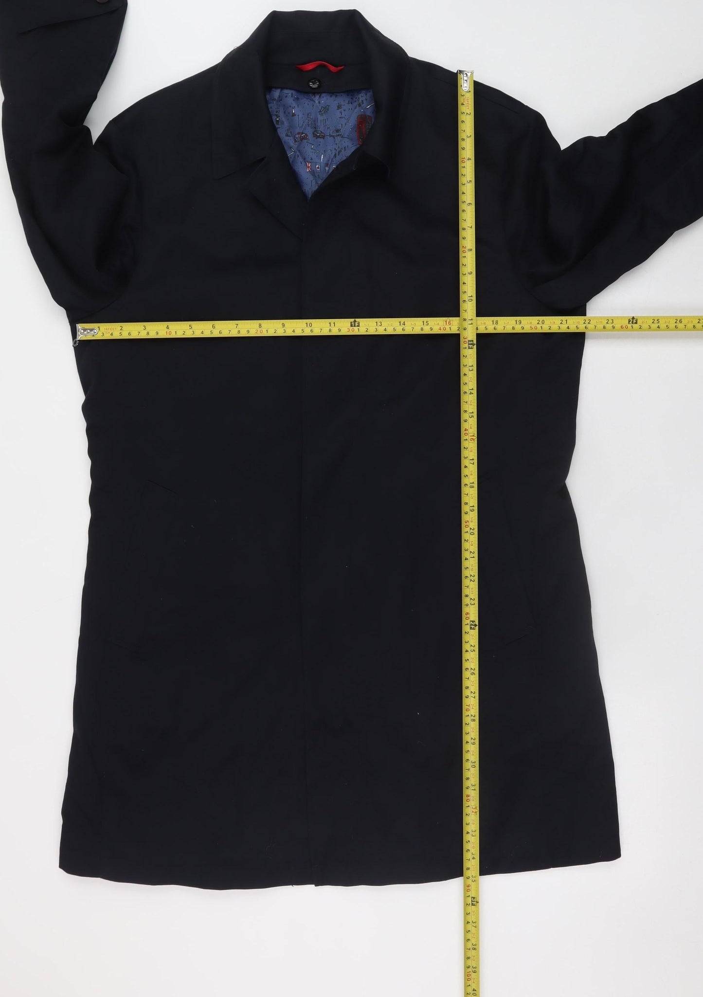 T.M. Lewin Men's Black Cotton Mid-Length Coat 40R