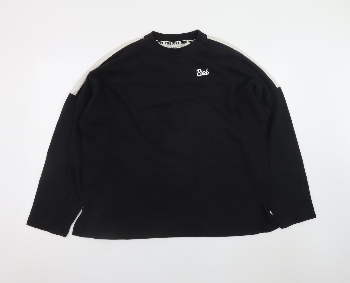 Victoria's Secret PINK Women's Black Long Sleeve Crew Neck Sweatshirt L