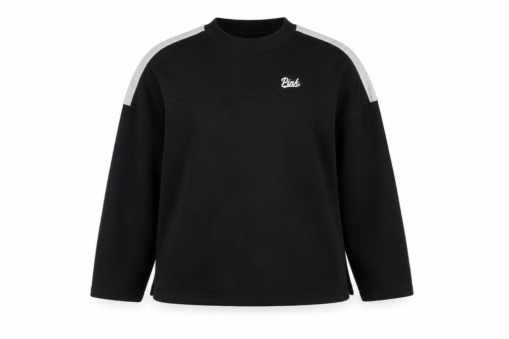 Victoria's Secret PINK Women's Black Long Sleeve Crew Neck Sweatshirt L