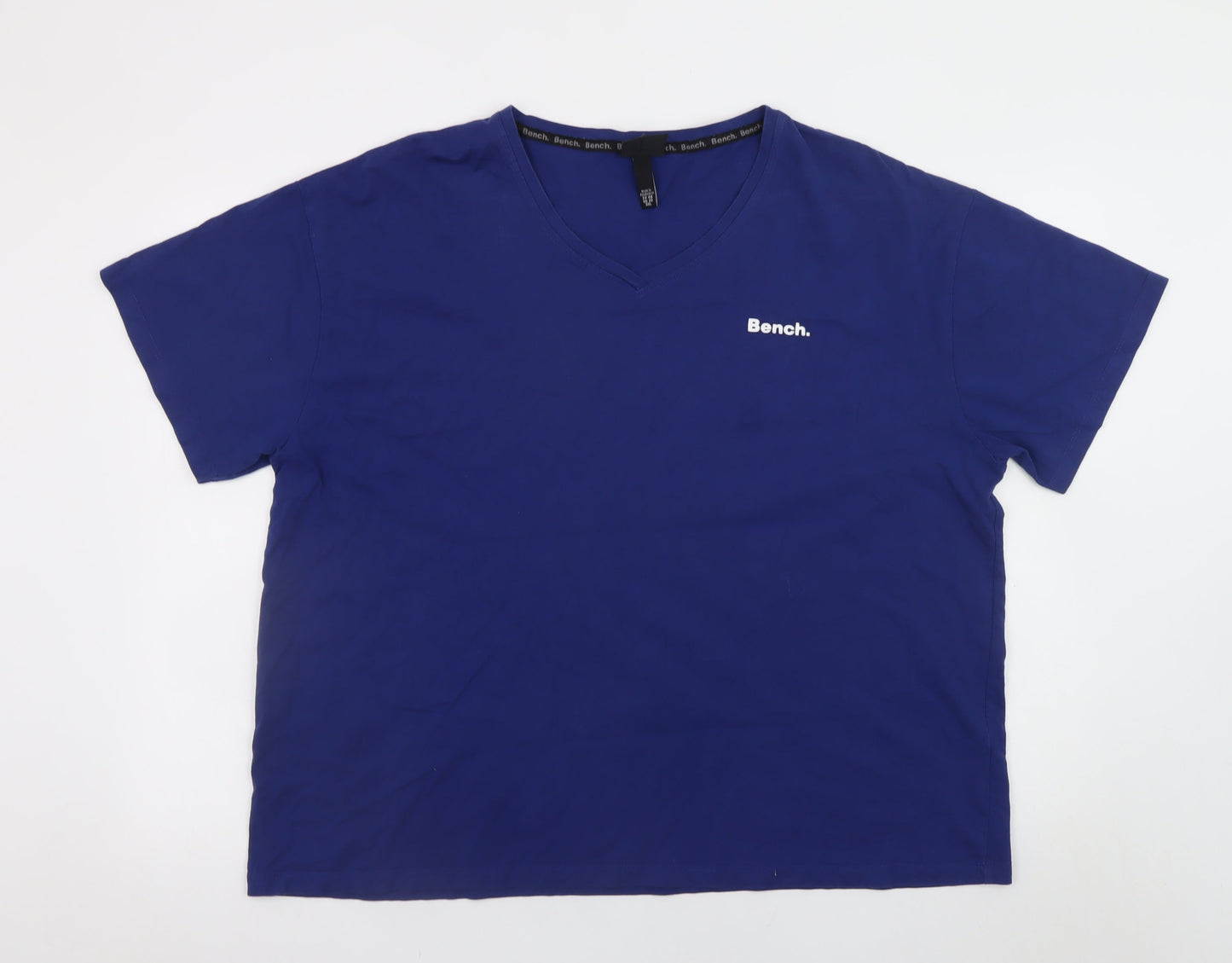 Bench Men's Blue V-Neck Cotton T-Shirt 3XL Classic Short Sleeve