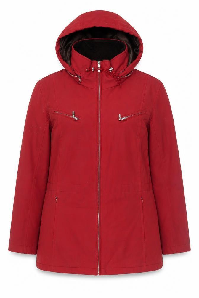 Weatherproof Women's Red Hooded Waterproof Mid-Length Parka Coat M