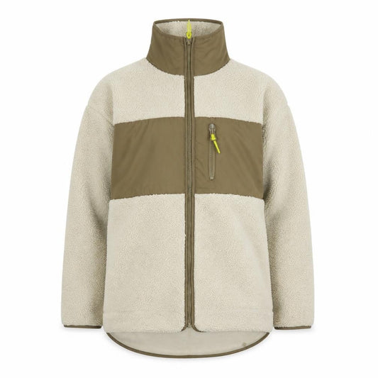 H&M Women’s Beige Fleece Zip Jacket S Regular Fit Casual Outerwear