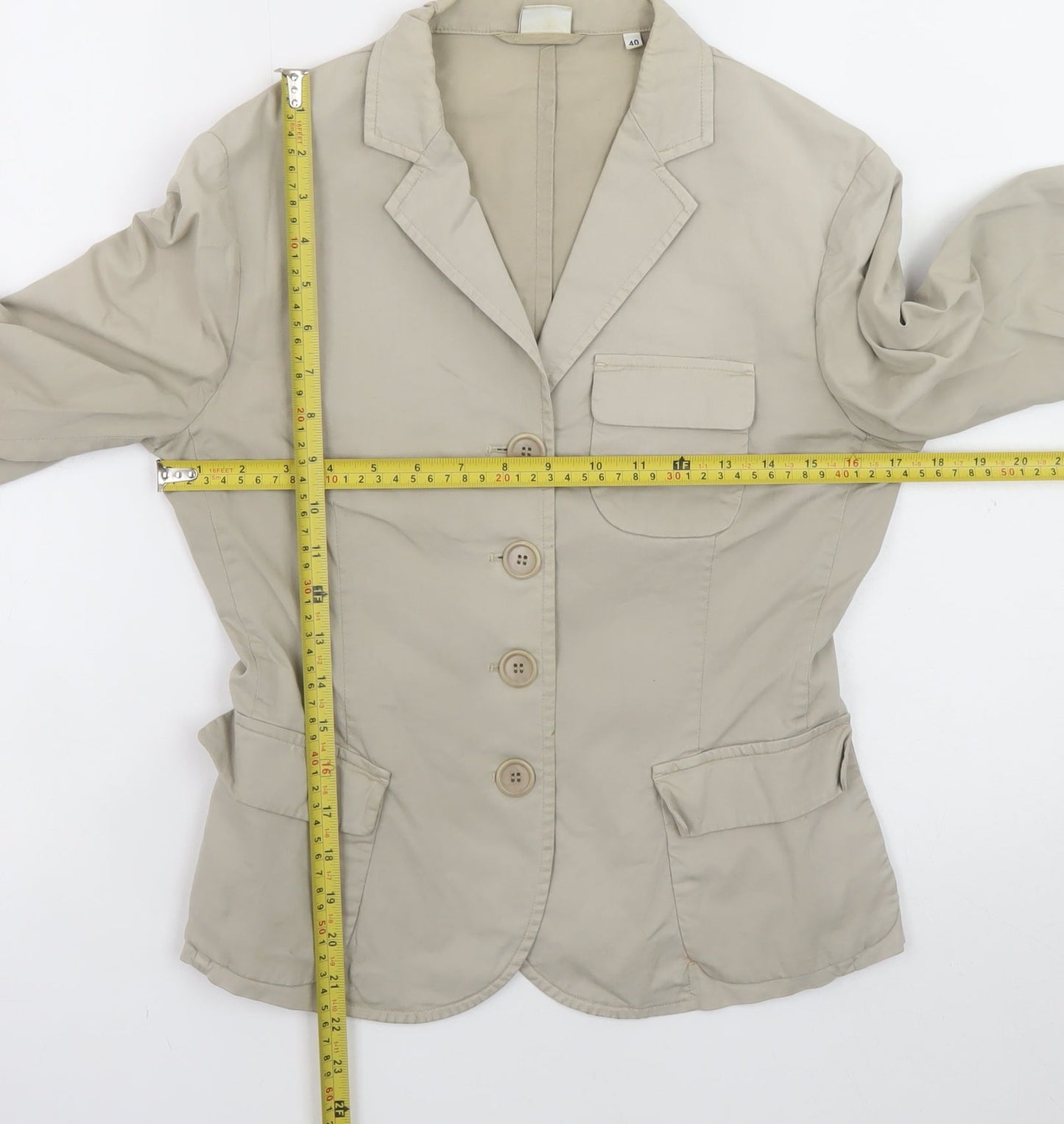 Aspesi Women’s Beige Blazer Jacket Size 12 Cotton Blend Smart Casual