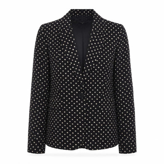 Marks & Spencer Women Black Polka Dot Blazer Size 10 Regular Fit