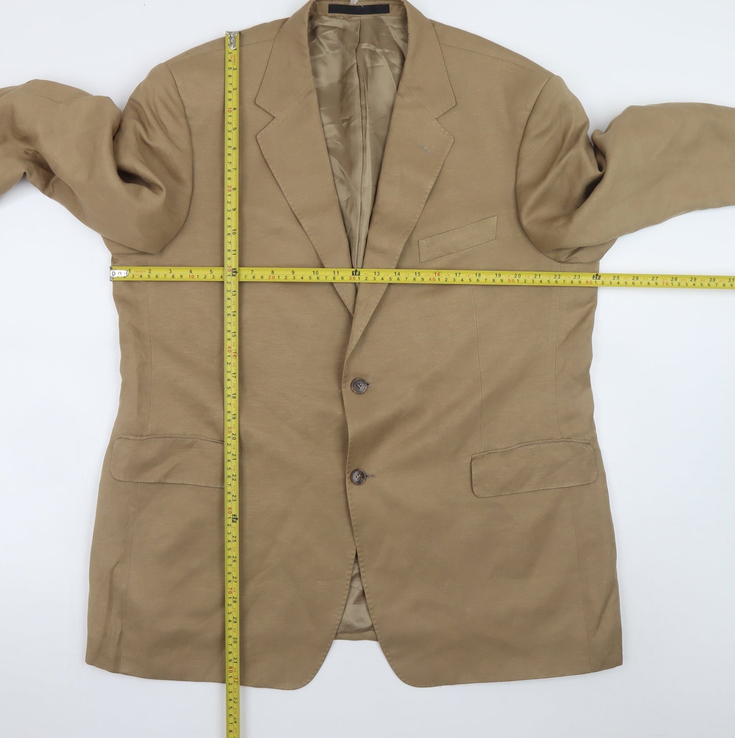 Marks and Spencer Men's Beige Silk Linen Blazer 46 Regular