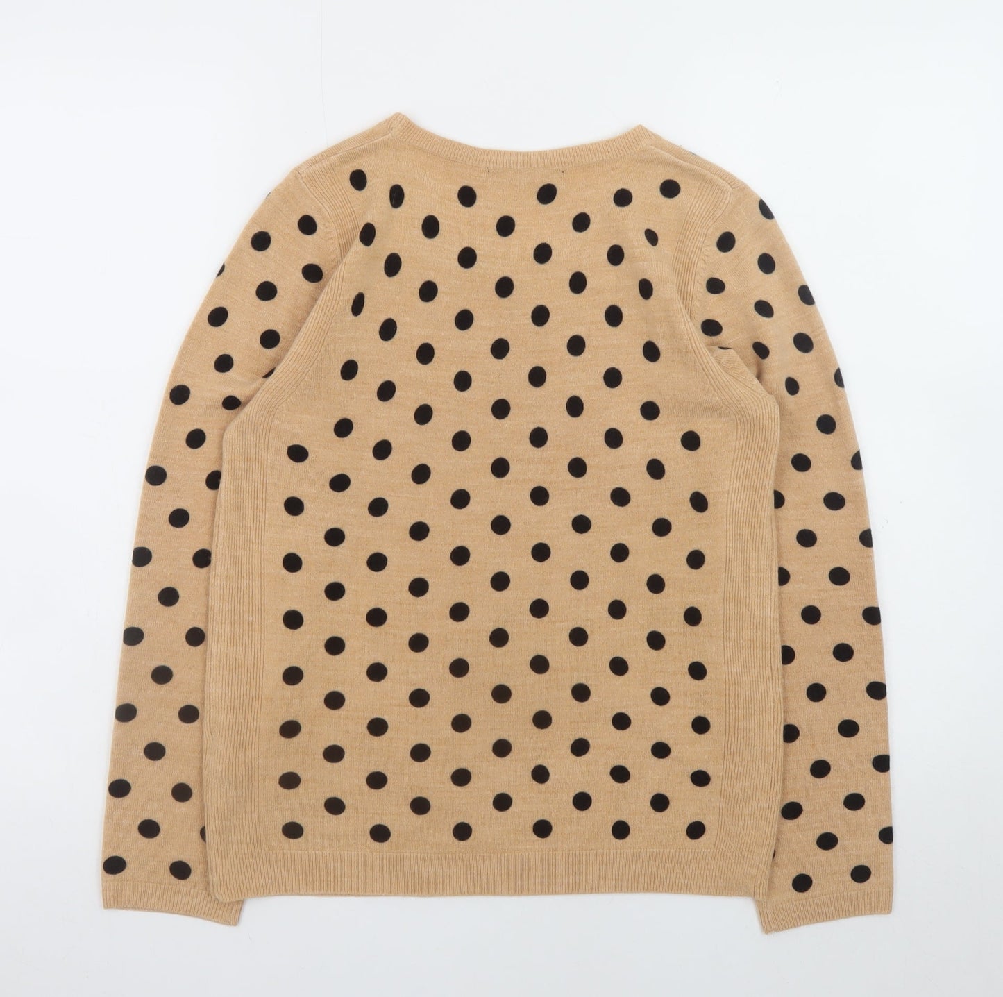 Marks and Spencer Women’s Beige Polka Dot Crew Neck Jumper UK 10