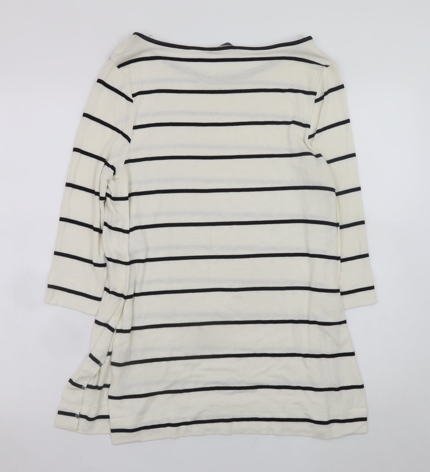 Marks and Spencer Women White Striped Shift Dress Size 8 3/4 Sleeve