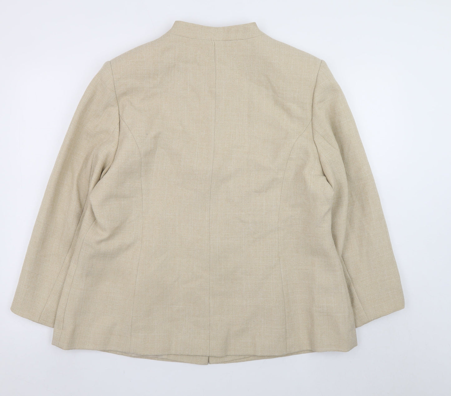 Classics Women Beige Suit Jacket Size 20 Two-Button Polyester Blazer
