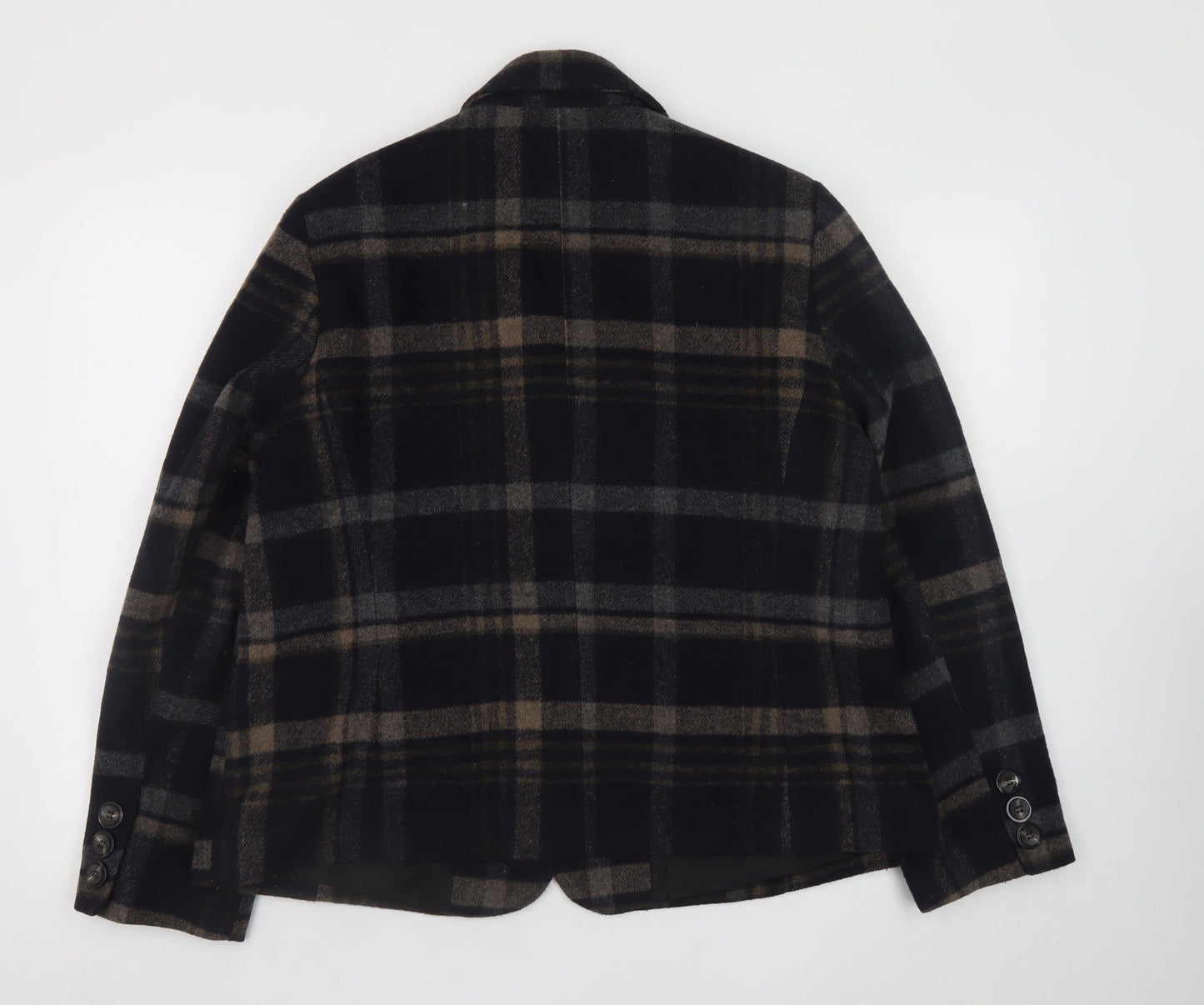 Isle Women's Brown Check Wool Blend Blazer Size 18 Lined Smart Jacket