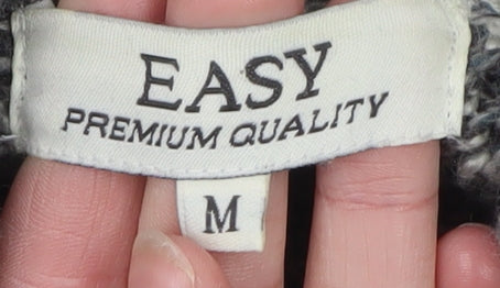 EASY Men’s Grey Chunky-Knit 1/2 Zip High Neck Jumper Size M
