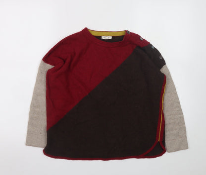 White Stuff Women's Multicoloured Wool Blend Pullover Jumper UK 14