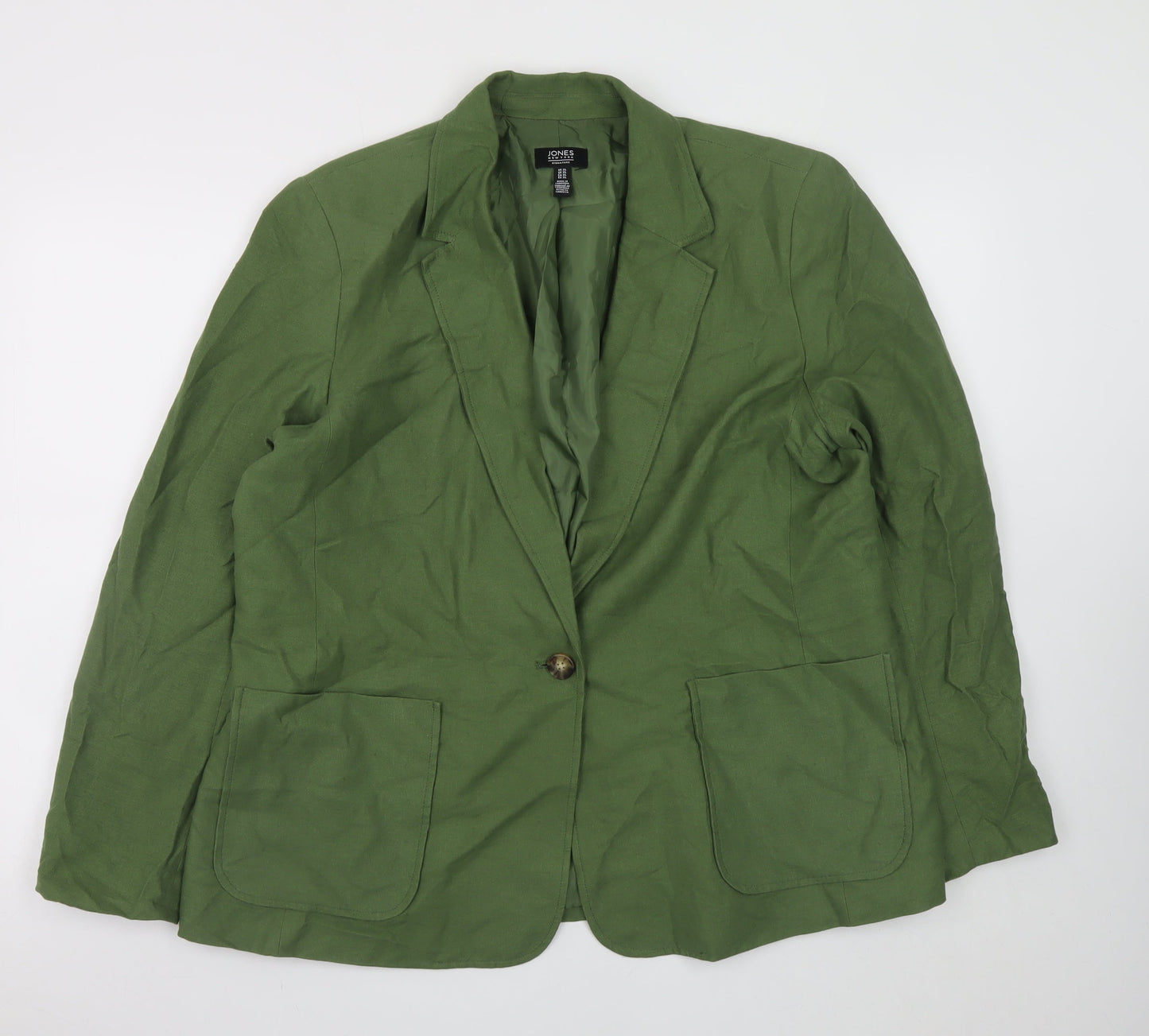 Jones New York Women’s Green Linen Blend Blazer XL Classic Style