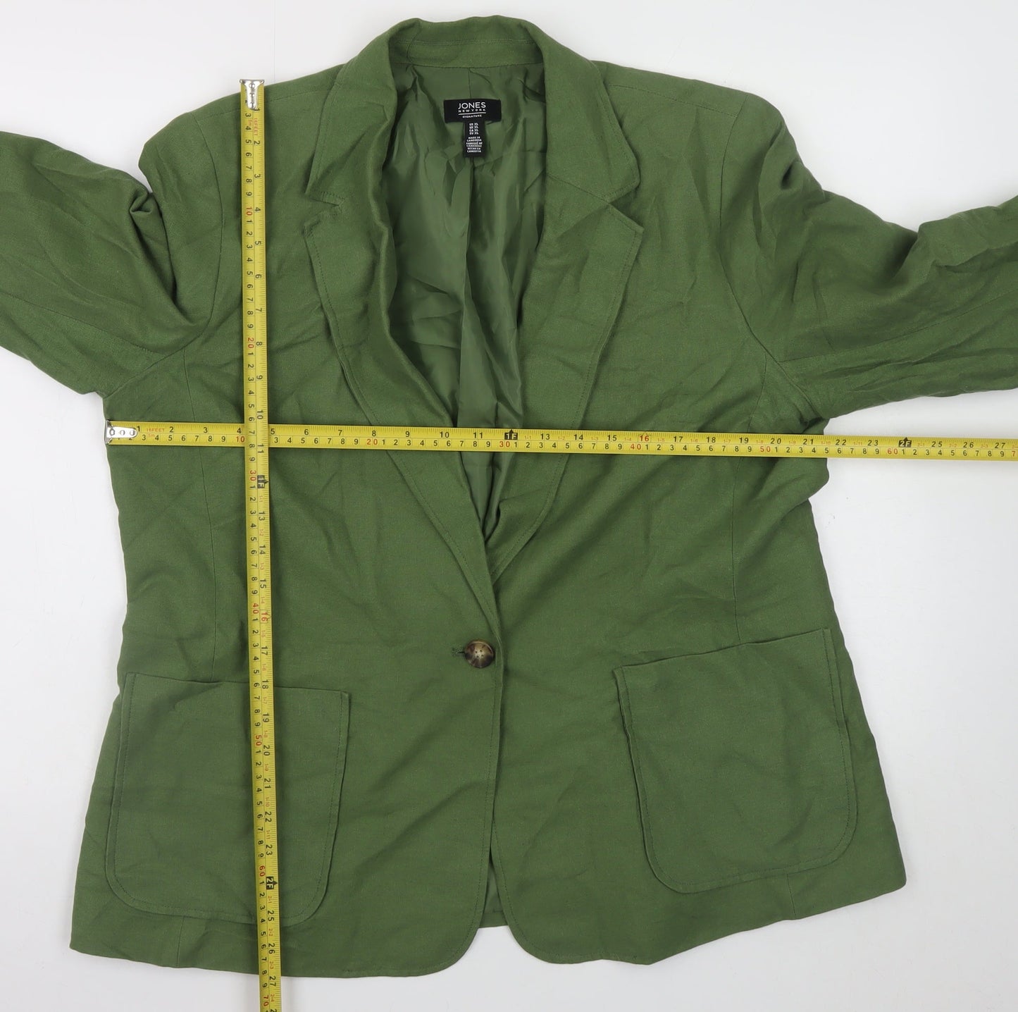Jones New York Women’s Green Linen Blend Blazer XL Classic Style