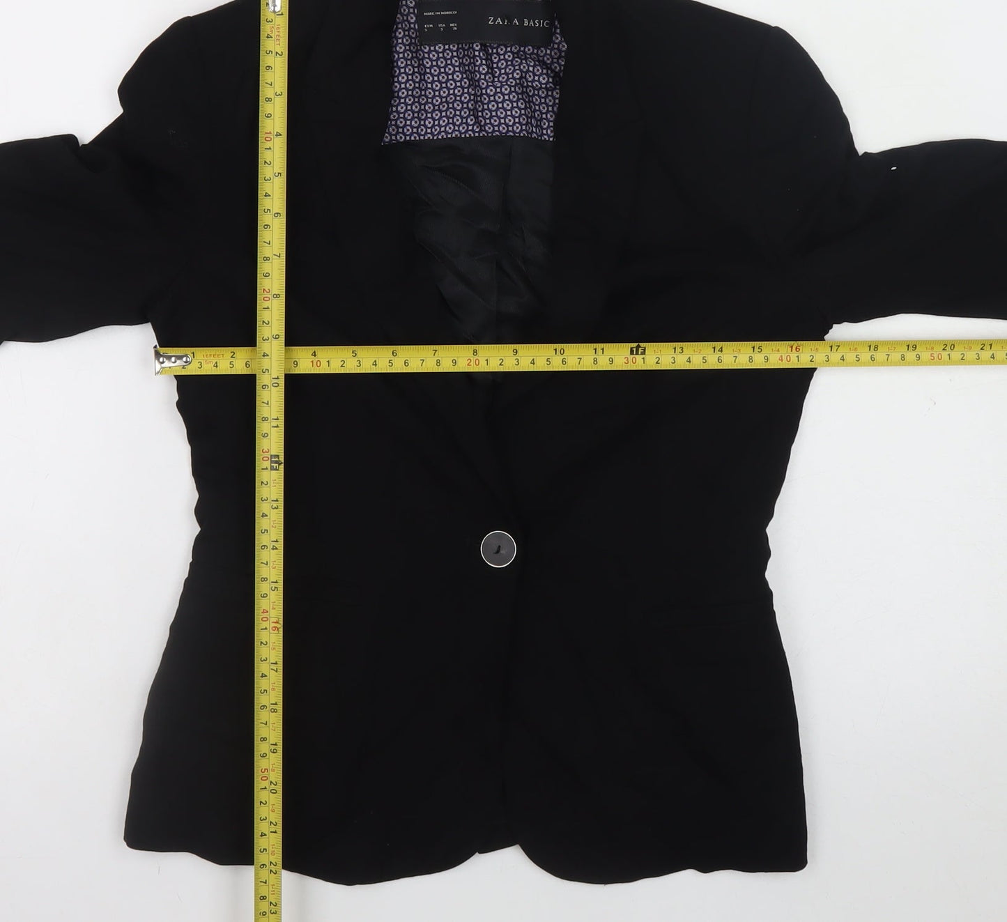 Zara Basic Women's Black One-Button Blazer Jacket Size 8