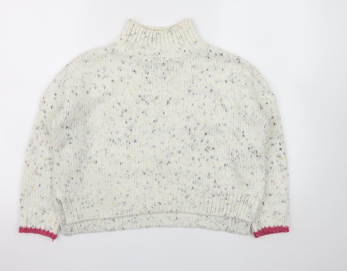 Mint Velvet Women Cream Speckled Roll Neck Jumper Size 8 Knit