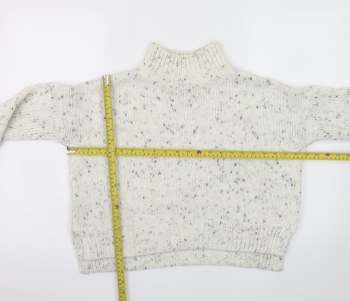 Mint Velvet Women Cream Speckled Roll Neck Jumper Size 8 Knit